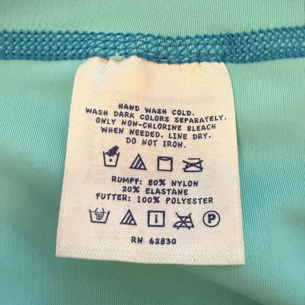 Lands End Two Tone Teal Rash guard with Rainbow Dolphin Swim Shirt  Kids Large